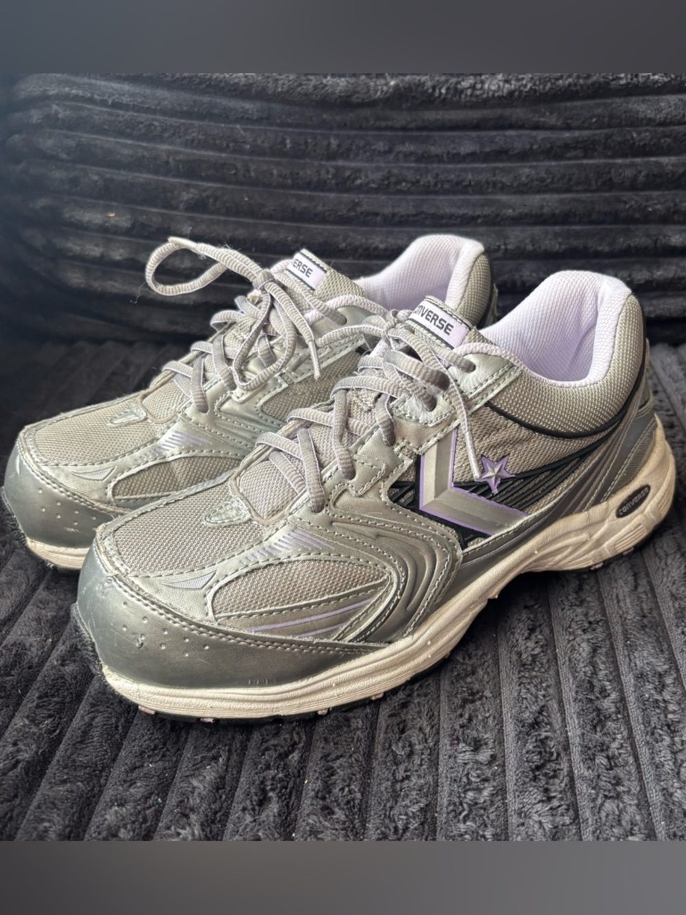 CONVERSE C448 Women's Comp Toe Work Shoe Shoes 9.5 M SILVER PURPLE